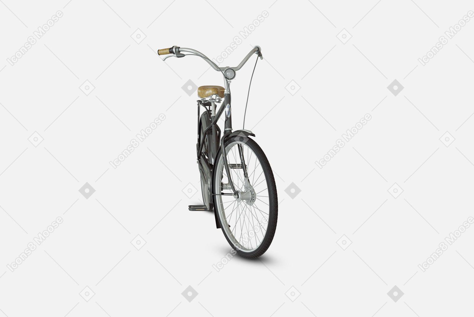 Черный городской велосипед с передними и задними тормозами и специальной рамой