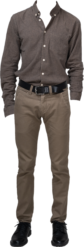 Серо-коричневая рубашка и брюки