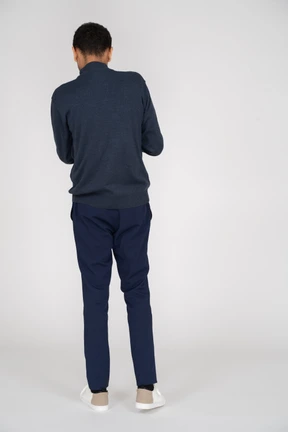 Man in black clothes standing