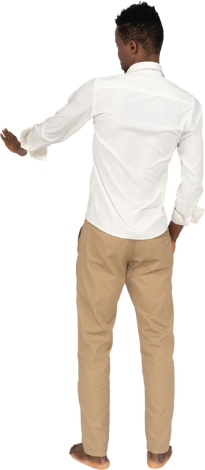 Man in white shirt standing