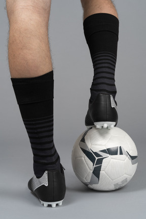 Close-up of a soccer player's legs
