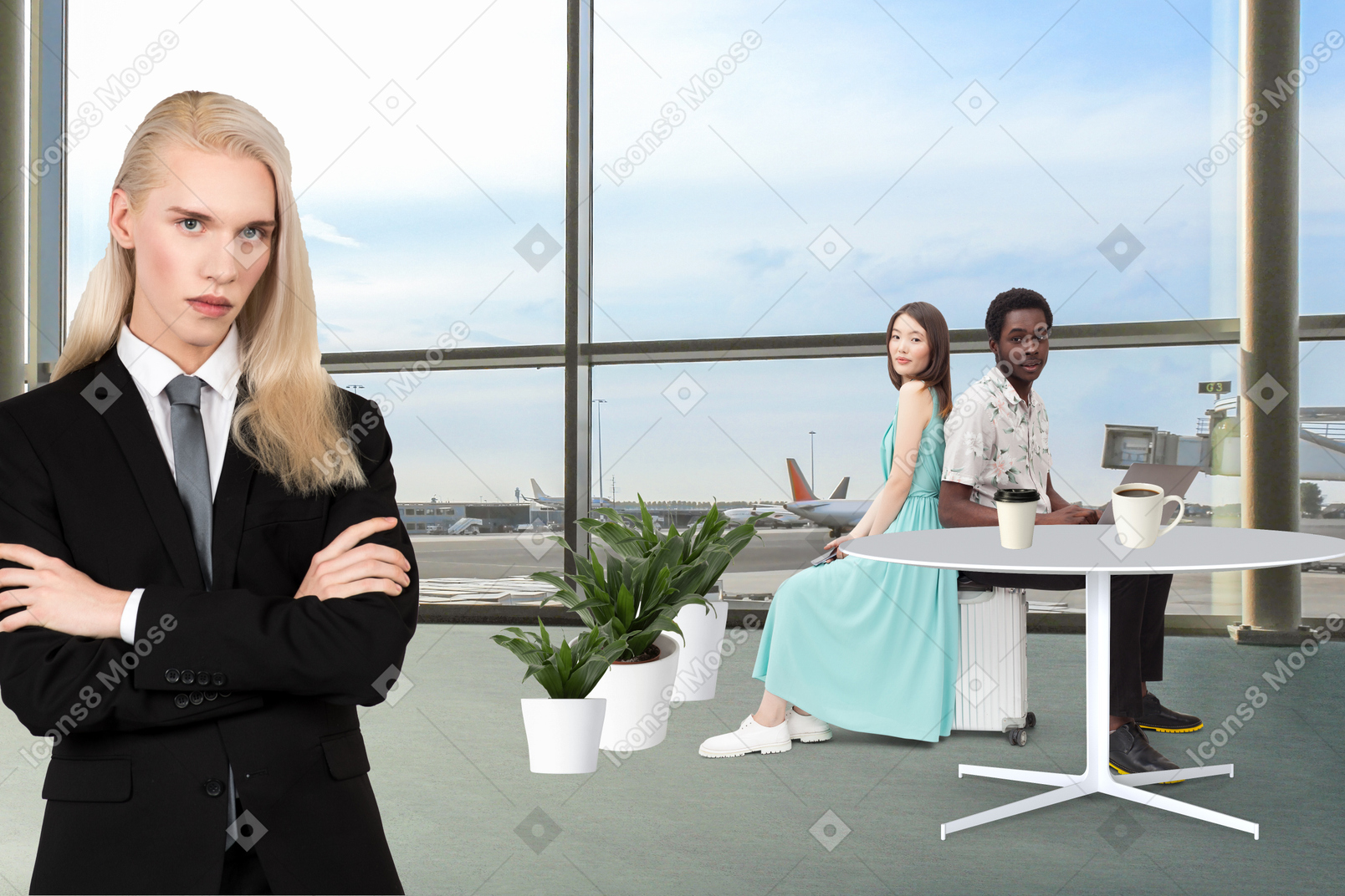 A person in a business suit standing in front of a group of people