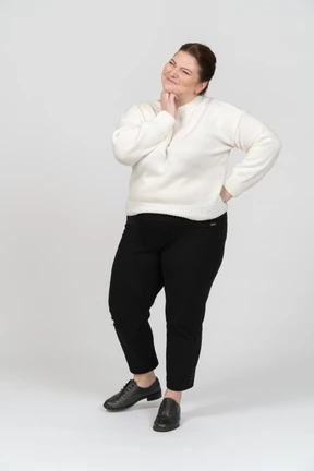 Happy plus size woman smiling
