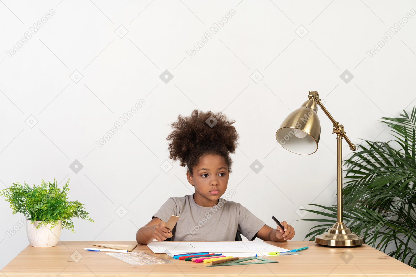 Cute girl doing homework