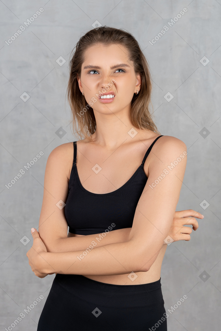 Angry woman clenching her teeth