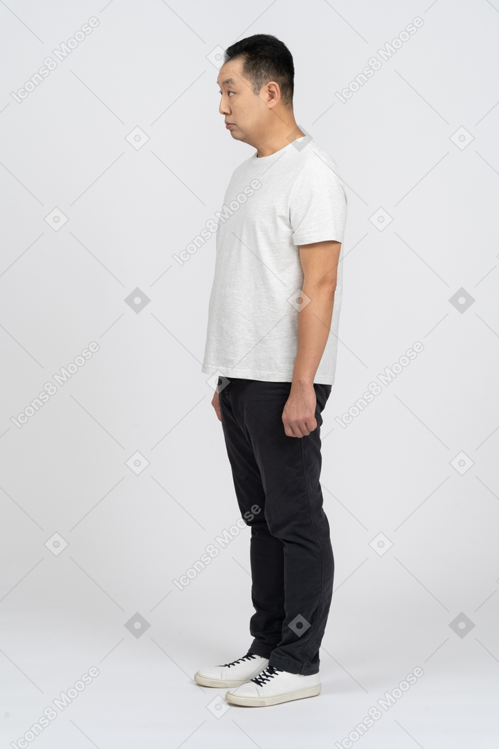 Man in casual clothes standing still