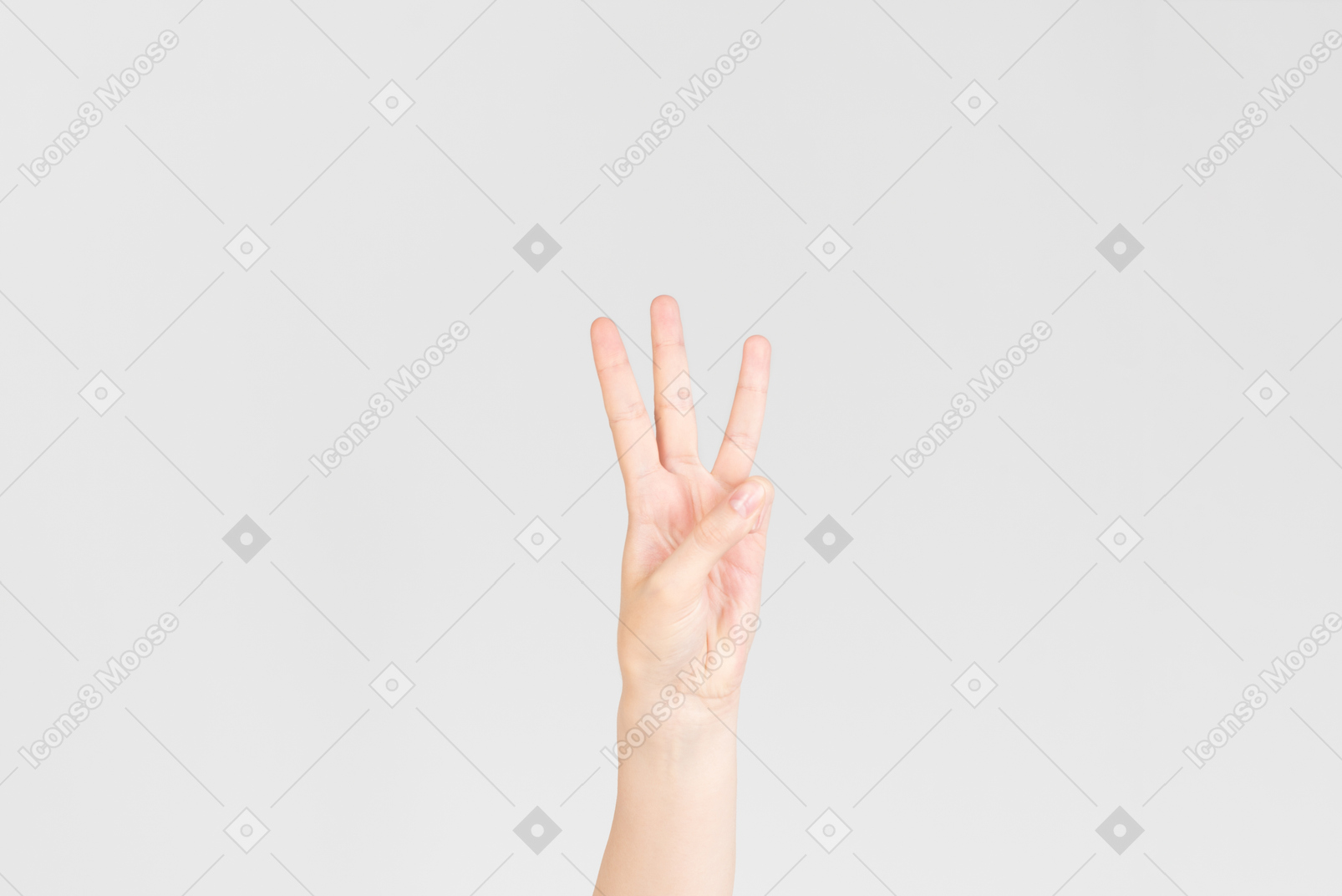Female hand showing three fingers