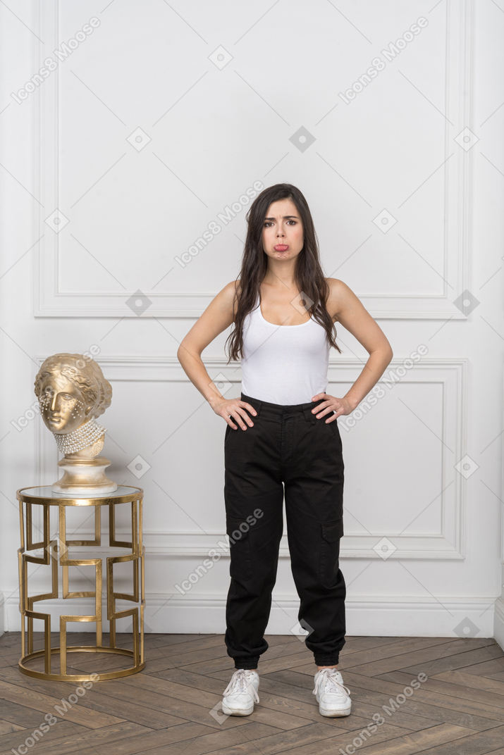 Young woman pouting and looking upset