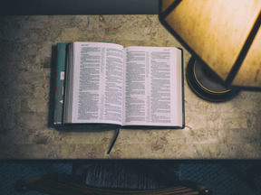 Open book on table