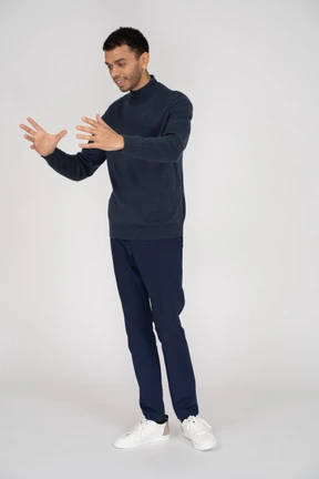 Man in black clothes standing