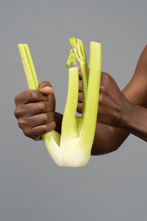 Holding a celery