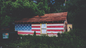 House painted like an american flag