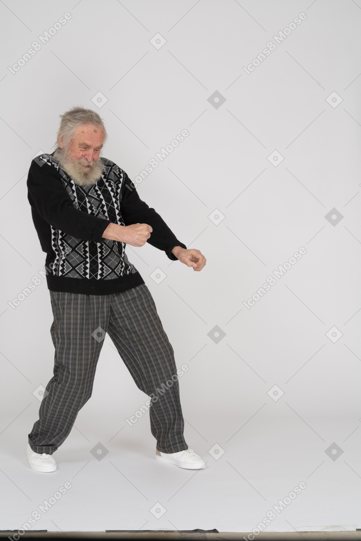 Old man fighting