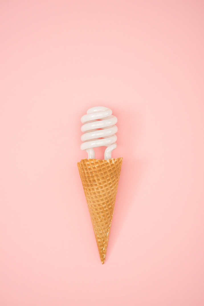 Energy saving bulb in a wafer ice cream cone