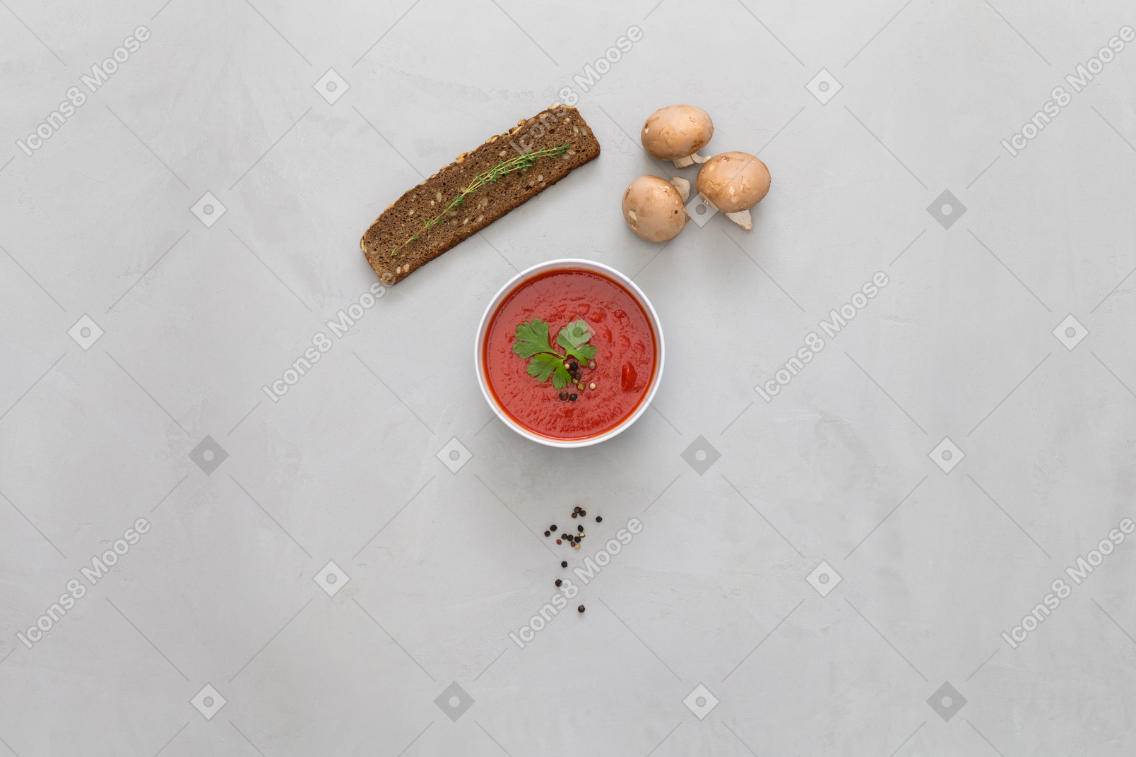 Tomato sauce, snacks and mushrooms