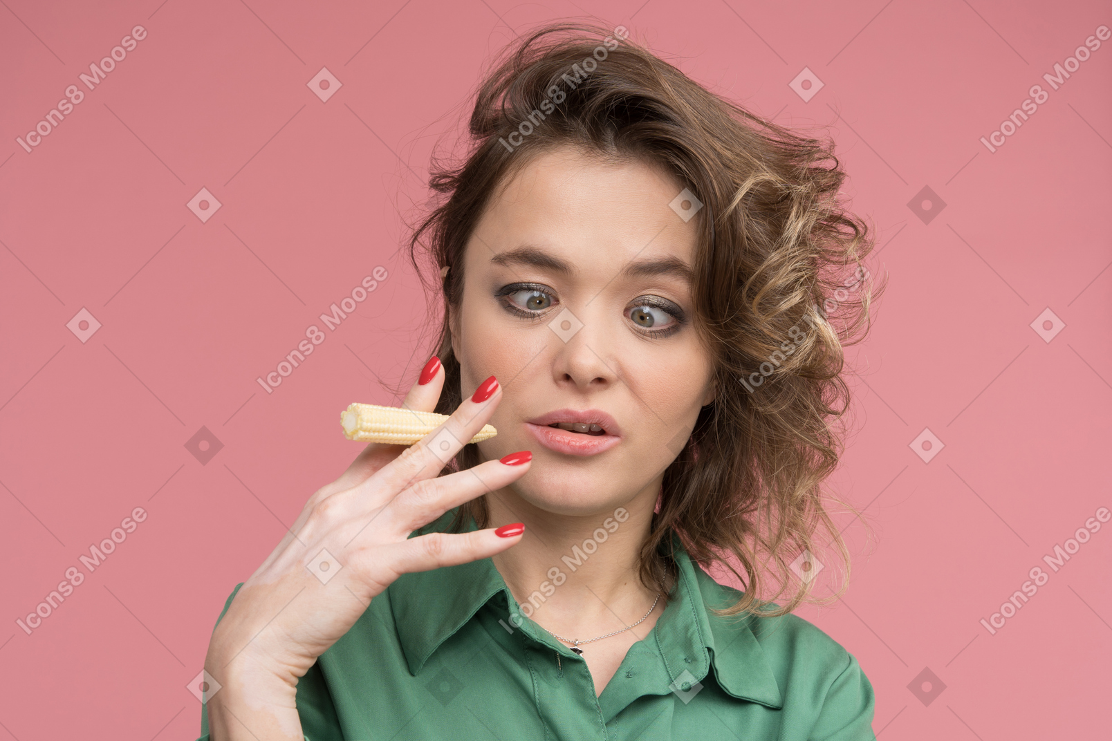 Woman being affected with a cigar smoking