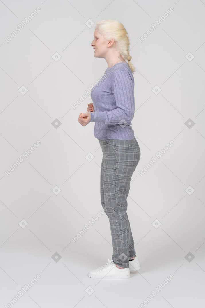 Side view of a girl talking