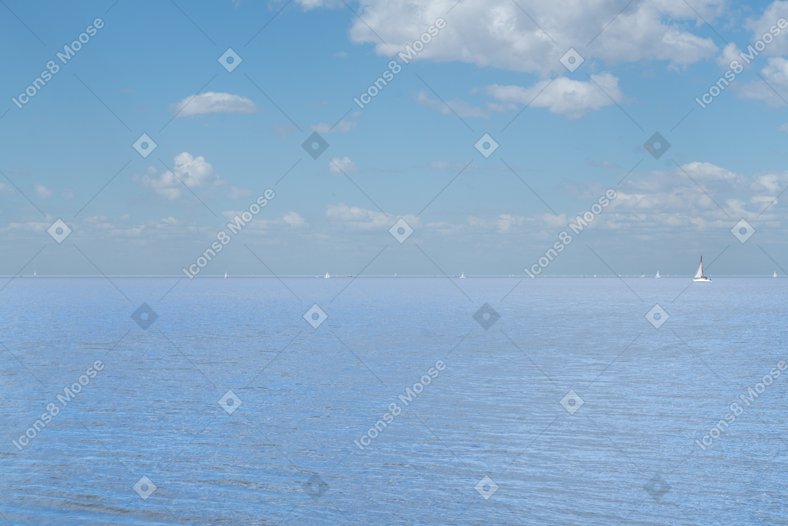 Blue sky and water surface connect