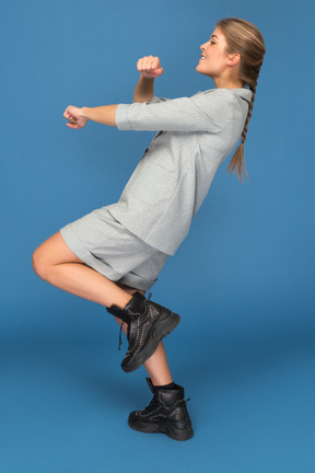 Young woman practicing martial arts