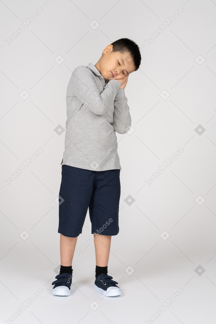 Boy sleep standing