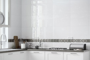 Kitchen countertop with utensils on it