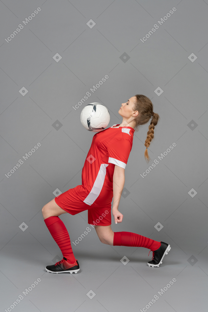 Holding a ball on the chest