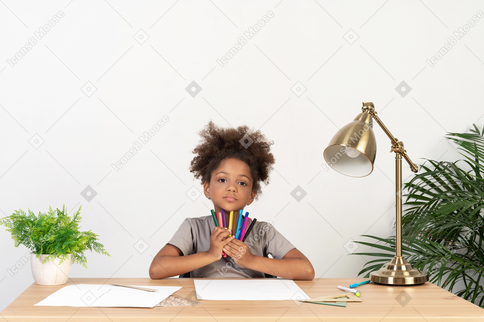 Cute girl doing homework