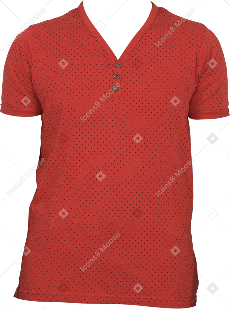 Red v-neck shirt with buttons