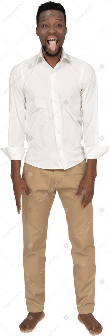 Man in white shirt standing