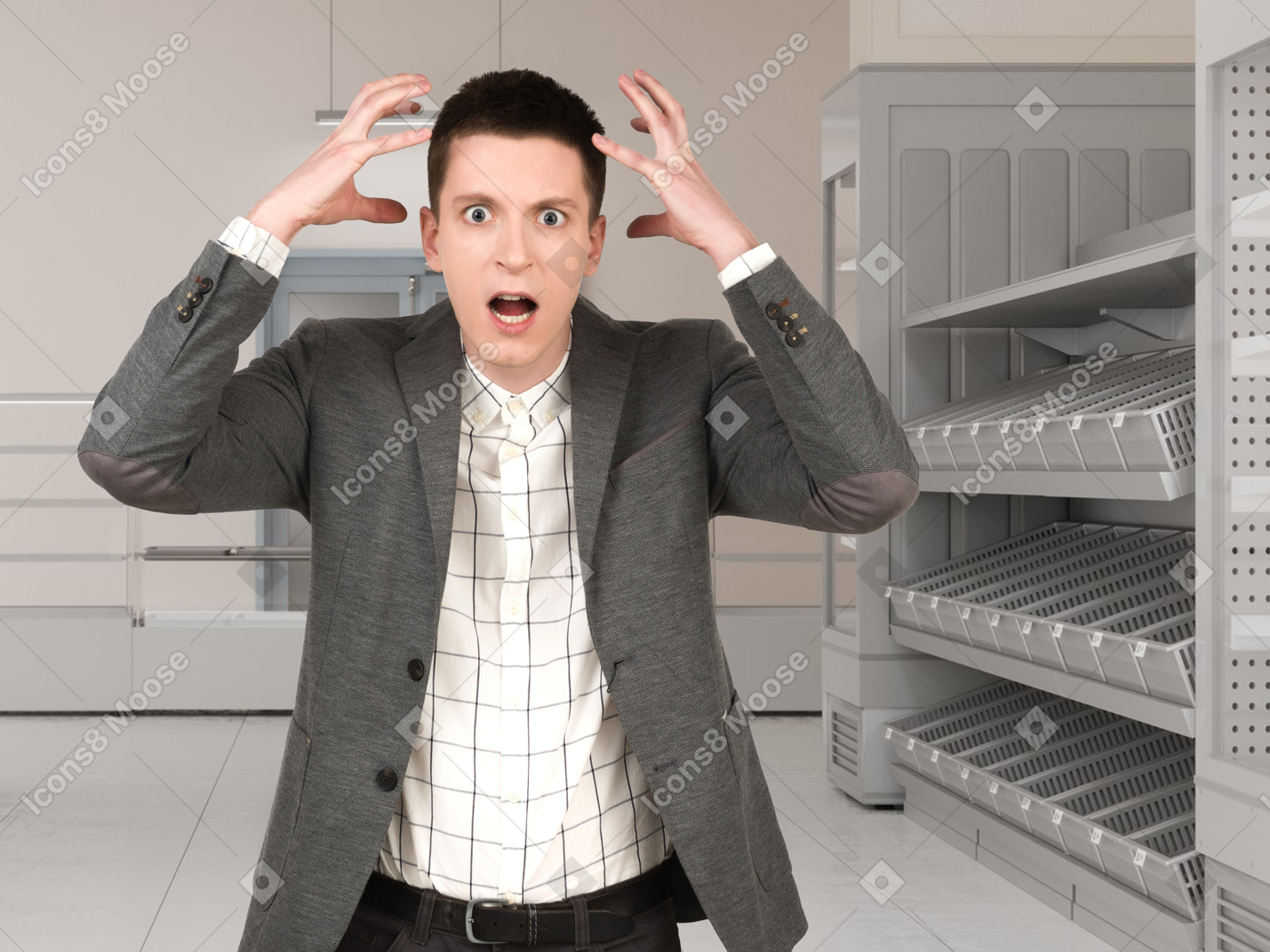 Angry looking young man screaming