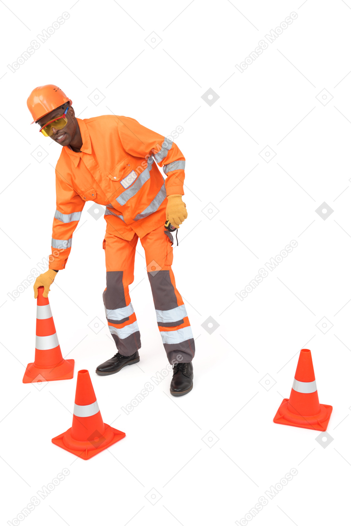 Now my task is to set traffic cones for a new paving project