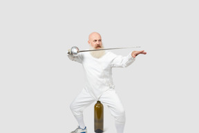 Fencer and bottle