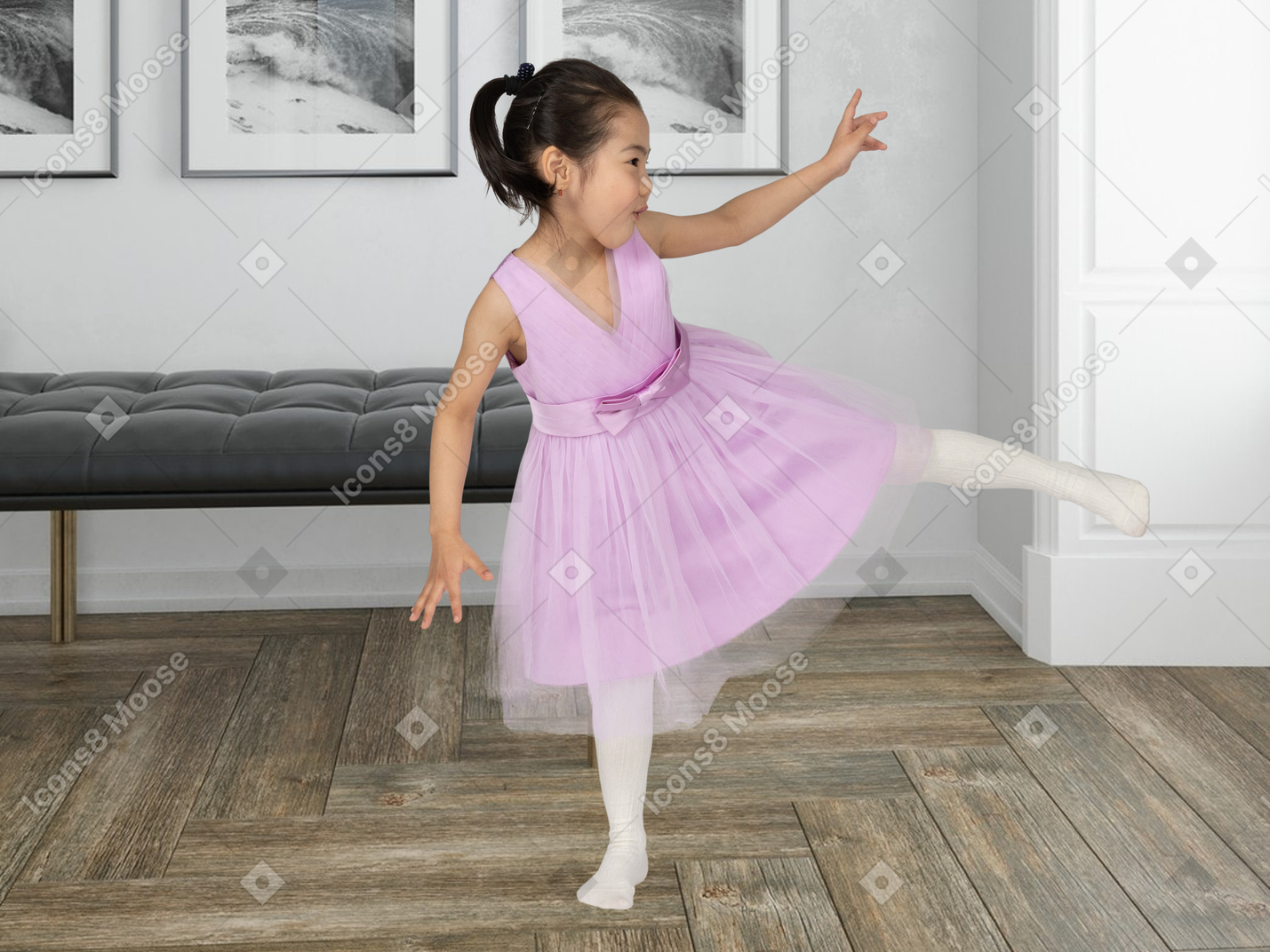 Little girl playing with her mother in the living room