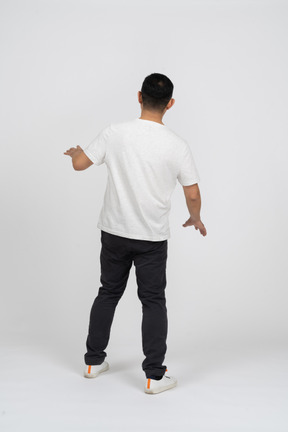Back view of a man in casual clothes