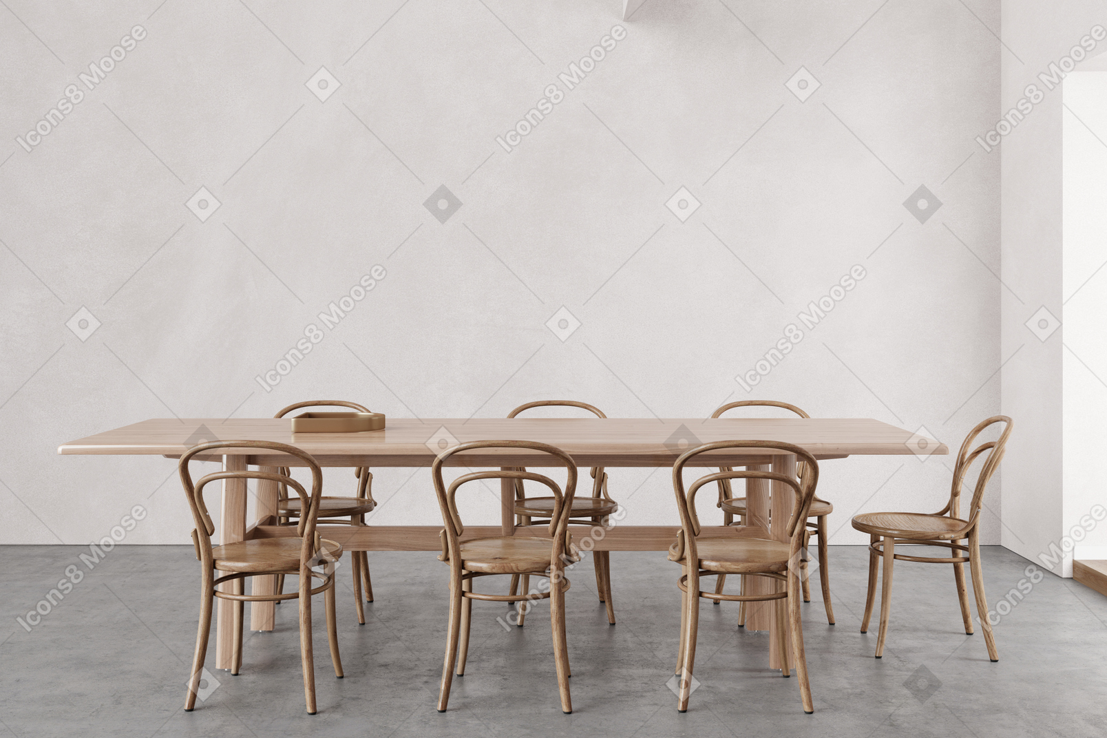 Background of wooden table and chairs in the room