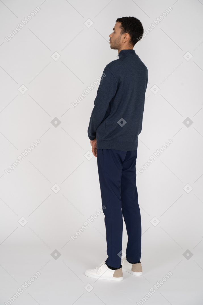 Back view of man in casual clothes