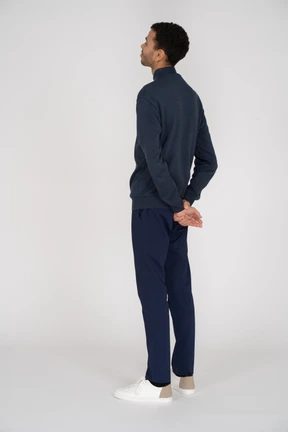 Man in black clothes standing