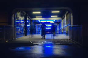 Supermarket Entrance at Night