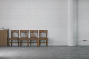 An minimalistic room with the simple wooden furniture