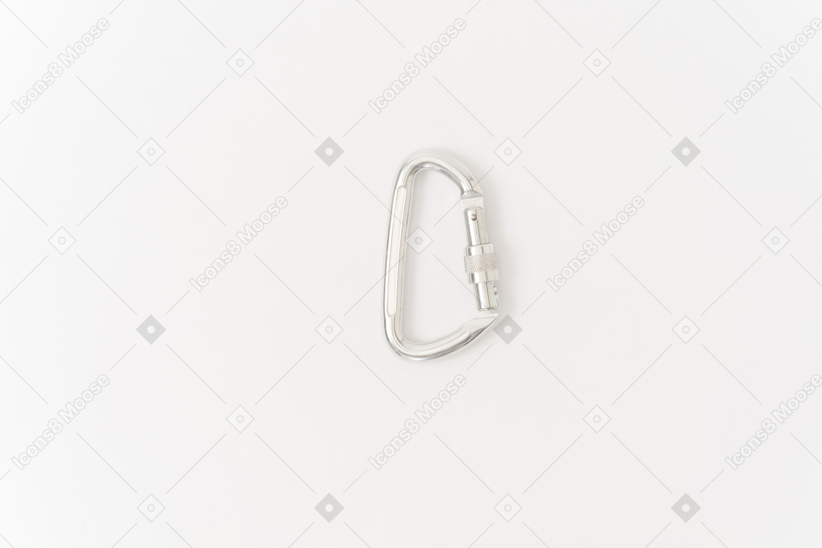 White carabiner on a white background