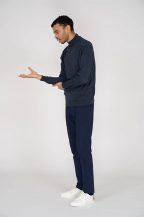 Man in black clothes standing