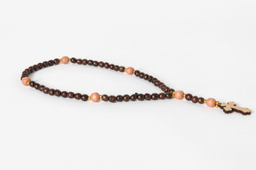 Prayer beads on white background