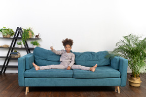 Cute girl on the sofa