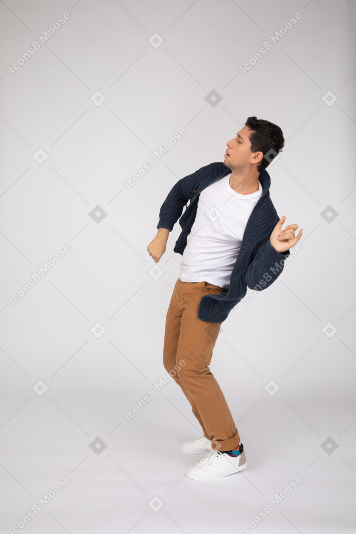 Man in casual clothes dancing