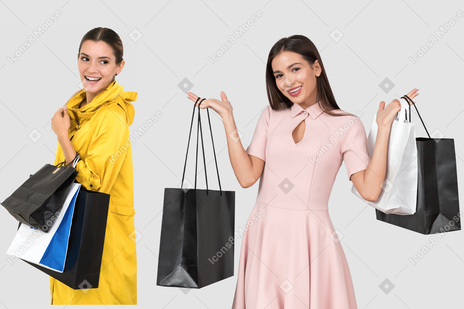 Mulheres jovens segurando sacolas de compras