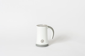 Grey and white tea pot on white background