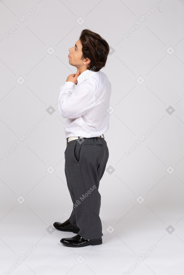 Side view of man thinking
