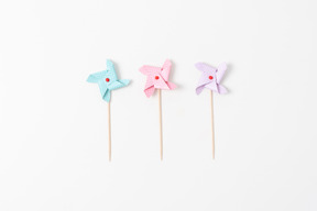 Pastel pinwheels on a white background