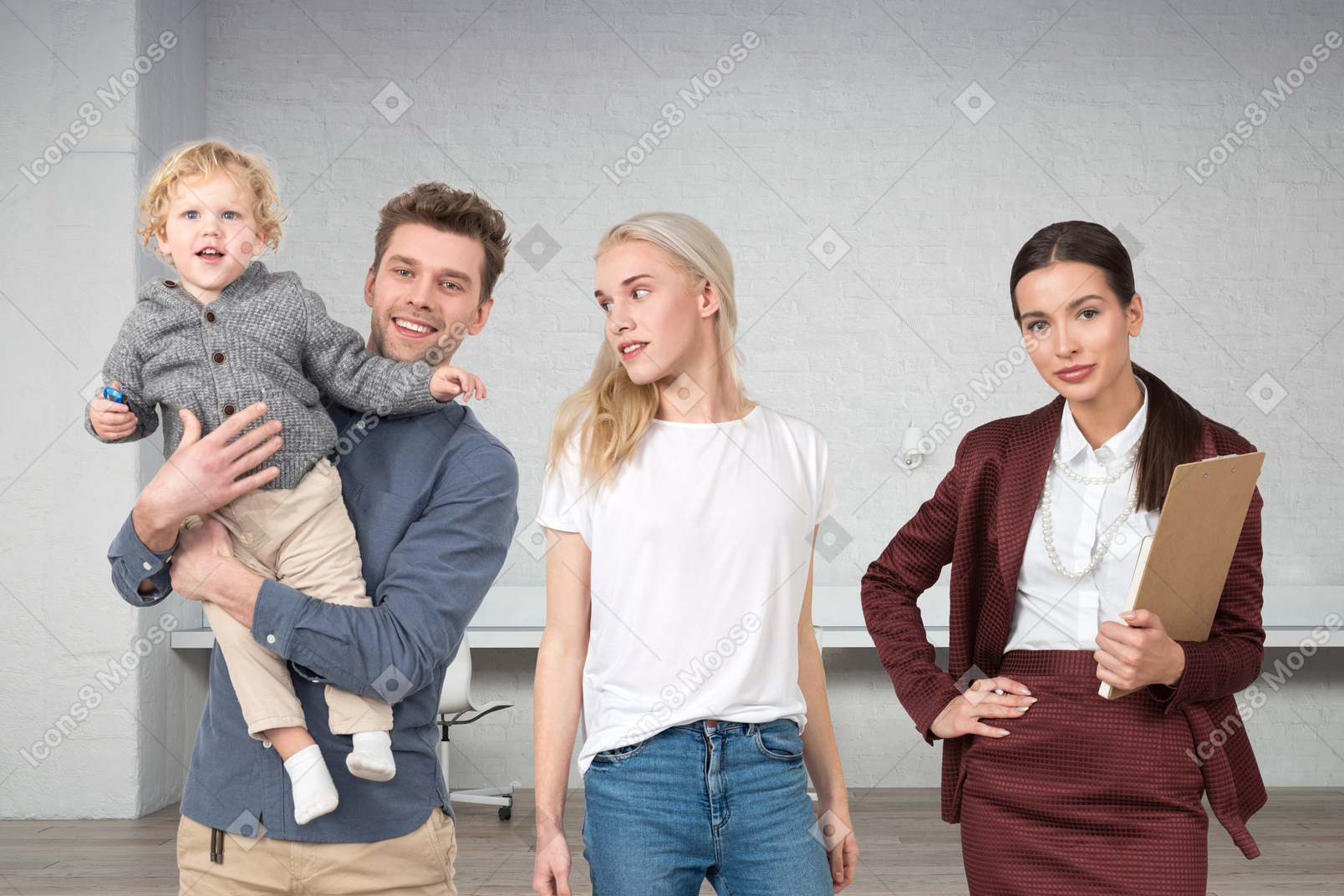 Young family and realtor