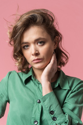 Upset young woman facing the camera